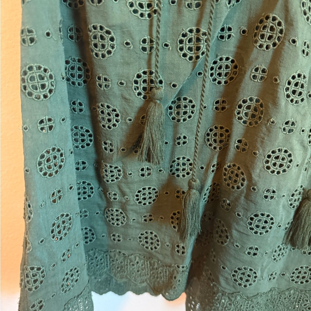 Ulla Johnson Green Ruffle Cap Sleeve Blouse - Picture 4 of 8